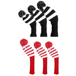 Copertura lavorata a maglia per mazze da golf in legno da 3 pezzi/set, 3PCS Red, 3PCS Black