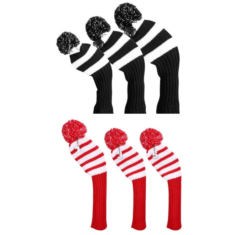 Copertura lavorata a maglia per mazze da golf in legno da 3 pezzi/set, 3PCS Red, 3PCS Black