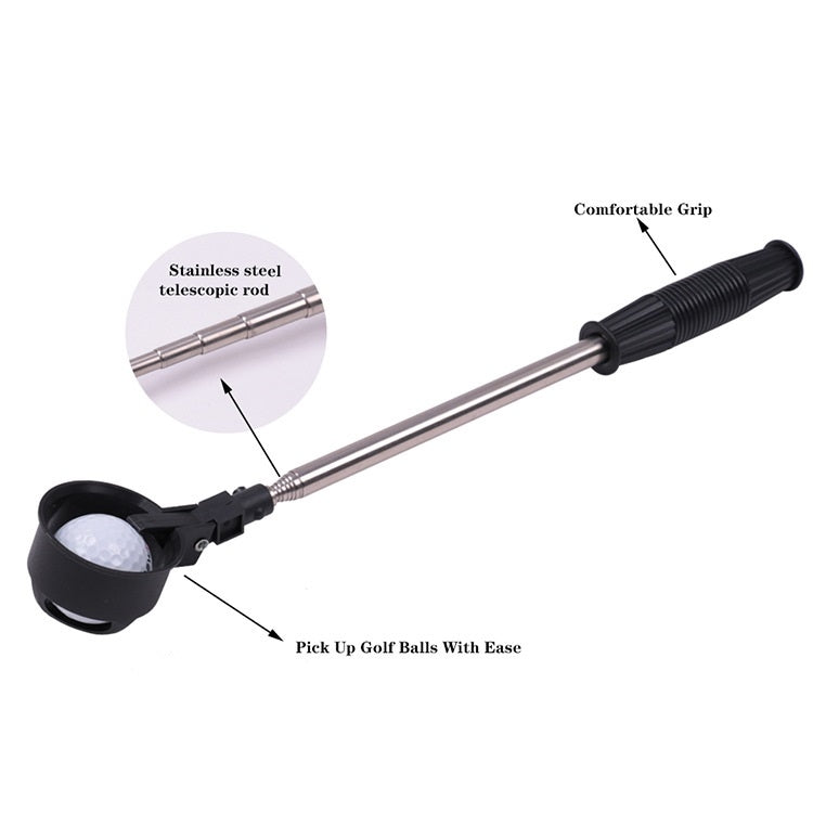 Raccoglitore di sfere in acciaio inossidabile con asta per antenna pieghevole da golf 8 sezioni, ZH-016 Orange, ZH-016 Black