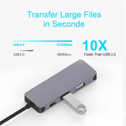 QGeeM UH04-1 Adattatore HUB di estensione USB 3.0 multifunzione di tipo C 4 in 1, 4 In 1