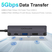 QGeeM UH04-1 Adattatore HUB di estensione USB 3.0 multifunzione di tipo C 4 in 1, 4 In 1