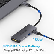 QGeeM UH04-1 Adattatore HUB di estensione USB 3.0 multifunzione di tipo C 4 in 1, 4 In 1