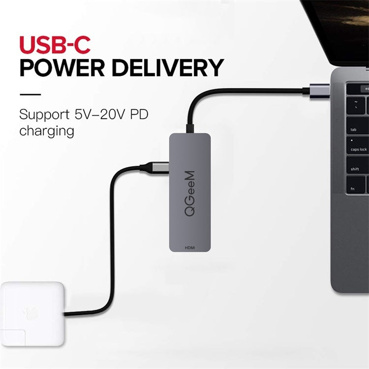 QGeeM UH04-1 Adattatore HUB di estensione USB 3.0 multifunzione di tipo C 4 in 1, 4 In 1