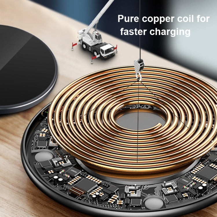 Caricabatterie wireless rotondo 15W in metallo