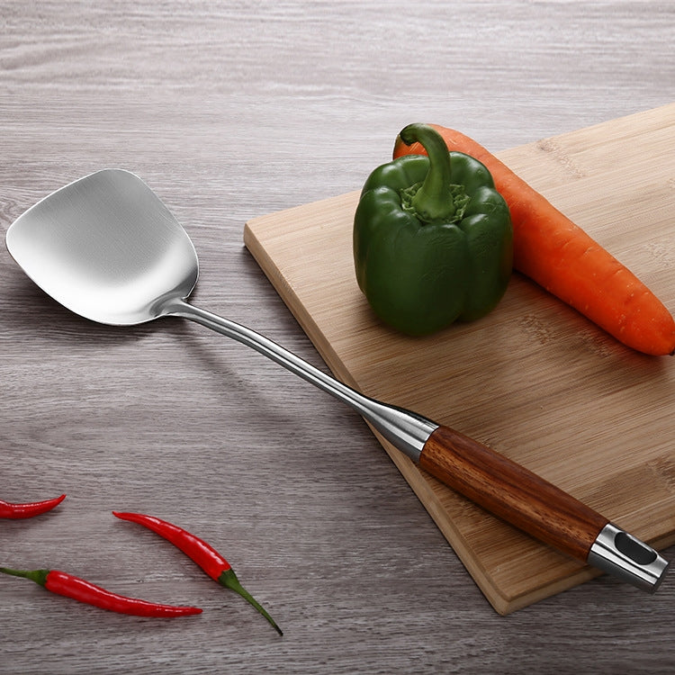 Attrezzatura da cucina per utensili da cucina con manico in legno in acciaio inossidabile 304, stile:, Fried Spatula, Soup Spoon, Slotted Spoon, Slotted Shovel, Noodle Scoop, Rice Spoon