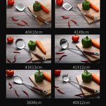 Attrezzatura da cucina per utensili da cucina con manico in legno in acciaio inossidabile 304, stile:, Fried Spatula, Soup Spoon, Slotted Spoon, Slotted Shovel, Noodle Scoop, Rice Spoon