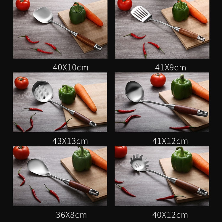 Attrezzatura da cucina per utensili da cucina con manico in legno in acciaio inossidabile 304, stile:, Fried Spatula, Soup Spoon, Slotted Spoon, Slotted Shovel, Noodle Scoop, Rice Spoon