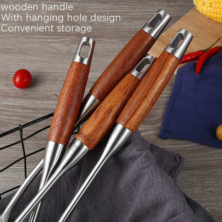 Attrezzatura da cucina per utensili da cucina con manico in legno in acciaio inossidabile 304, stile:, Fried Spatula, Soup Spoon, Slotted Spoon, Slotted Shovel, Noodle Scoop, Rice Spoon