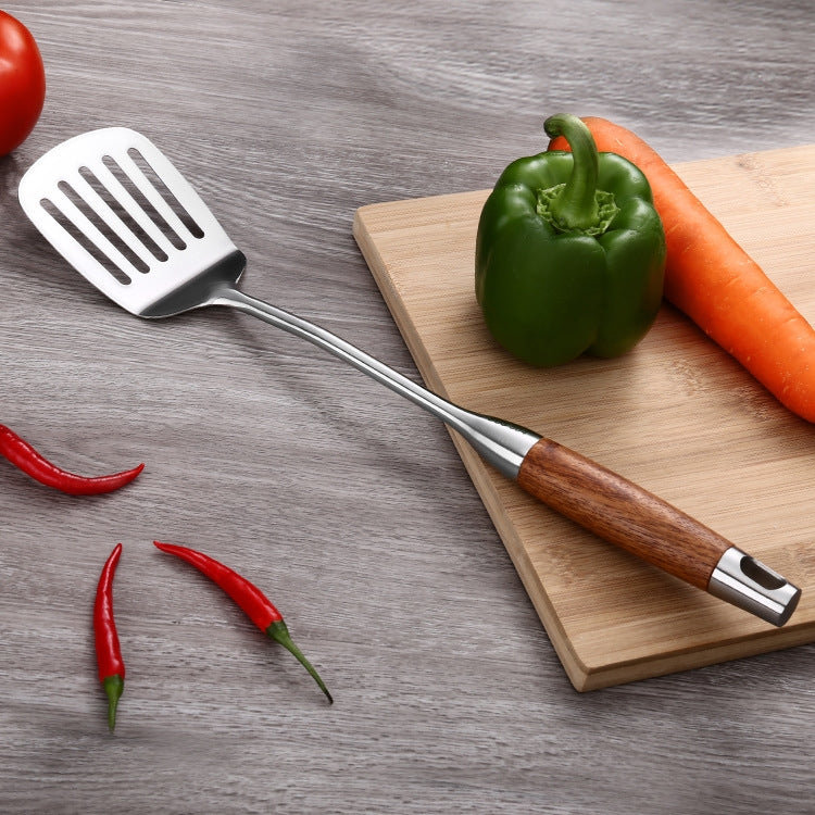 Attrezzatura da cucina per utensili da cucina con manico in legno in acciaio inossidabile 304, stile:, Fried Spatula, Soup Spoon, Slotted Spoon, Slotted Shovel, Noodle Scoop, Rice Spoon