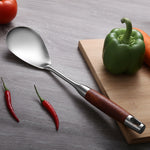 Attrezzatura da cucina per utensili da cucina con manico in legno in acciaio inossidabile 304, stile:, Fried Spatula, Soup Spoon, Slotted Spoon, Slotted Shovel, Noodle Scoop, Rice Spoon