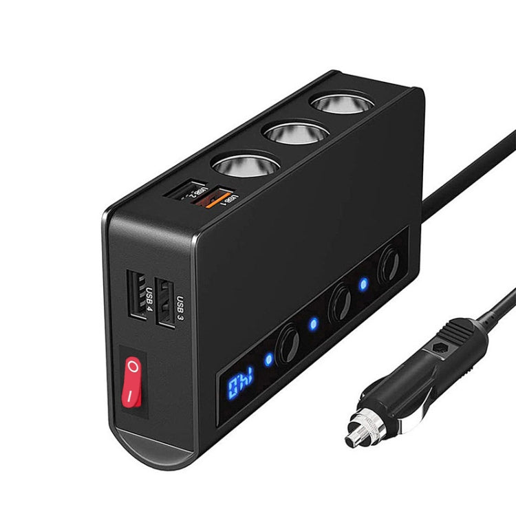 TR24 3 in 1 caricabatteria interruttore indipendente accendisigari per auto, TR24 (Black), TR24 (Black Red)