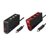 TR24 3 in 1 caricabatteria interruttore indipendente accendisigari per auto, TR24 (Black), TR24 (Black Red)