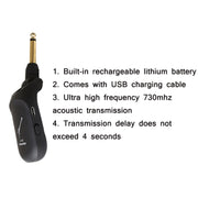 Ricevitore trasmettitore audio wireless per chitarra elettrica C01, Black