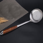 Attrezzatura da cucina per la casa con manico in legno in acciaio inossidabile 304, stile:, Fried Spatula, Soup Spoon, Slotted Shovel, Slotted Spoon