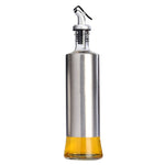 Bottiglia di olio di vetro in acciaio inossidabile da 4 pezzi Bottiglia di condimento pressata da cucina, 200ml, 300ml, 500ml