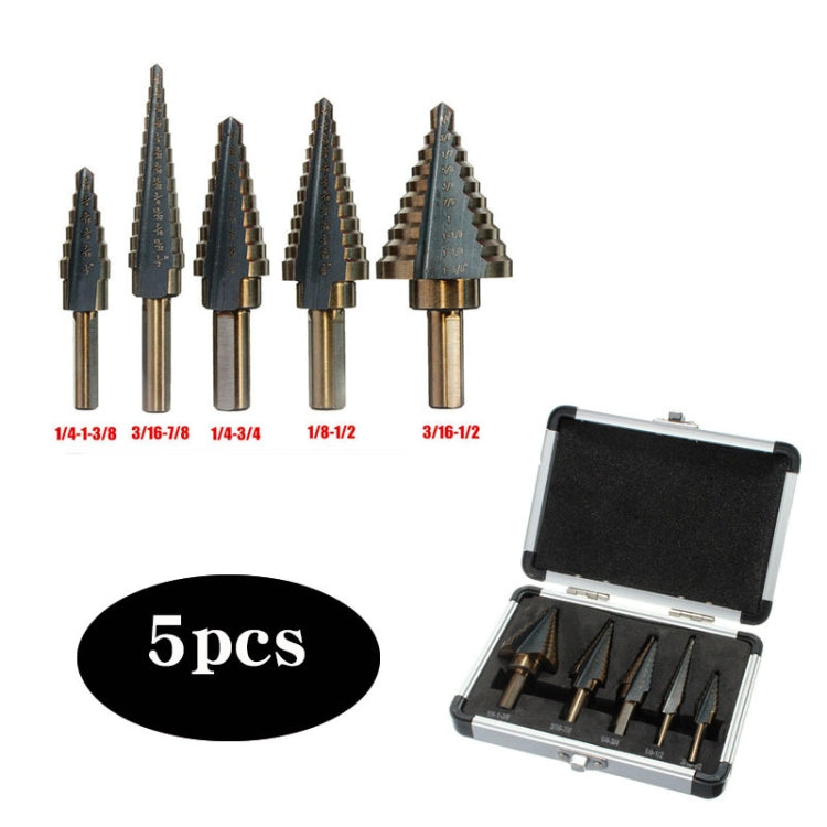 Punta da trapano Pagoda Punta da trapano per scale con manico triangolare in acciaio ad alta velocità, 5 In 1 / Set Stairs Drill Bit