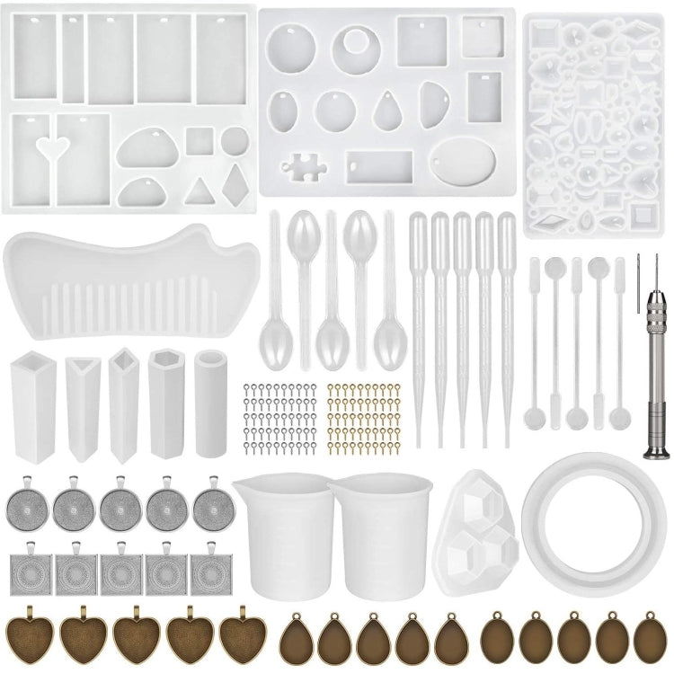 129 in 1 set di stampi in silicone per resina epossidica con ciondolo collana gemma tempo, Necklace Mold Set