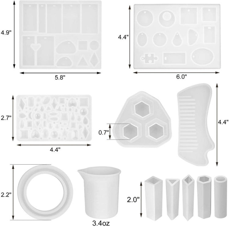 129 in 1 set di stampi in silicone per resina epossidica con ciondolo collana gemma tempo, Necklace Mold Set