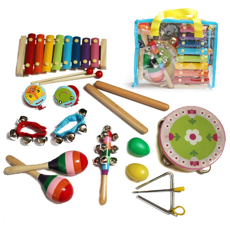 Set percussione Orff in legno per bambini 14 pezzi