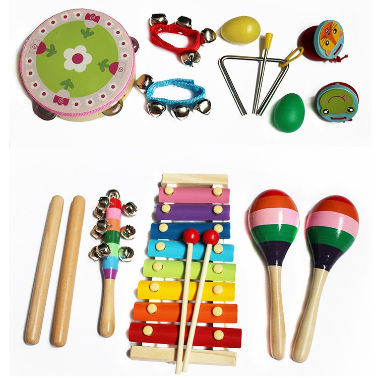 Set percussione Orff in legno per bambini 14 pezzi