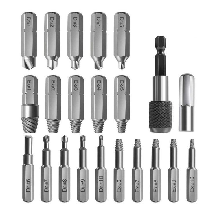 Set 22 utensili rimozione viti danneggiate in acciaio