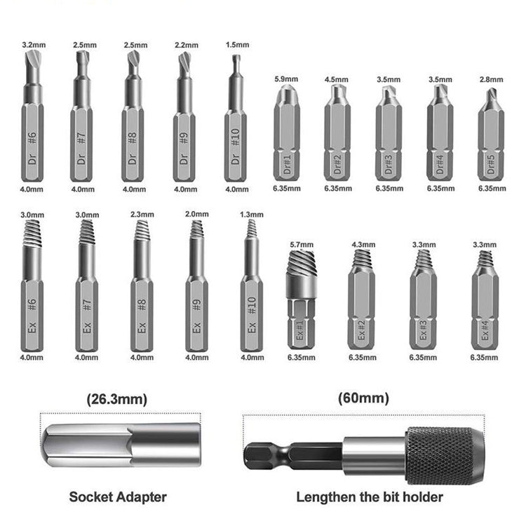 22 PCS / Set Screw Takeout Strumento di rimozione del refrigerante anti-dente in acciaio ad alta velocità, Anti-Tooth Refrigerant Removal Tool