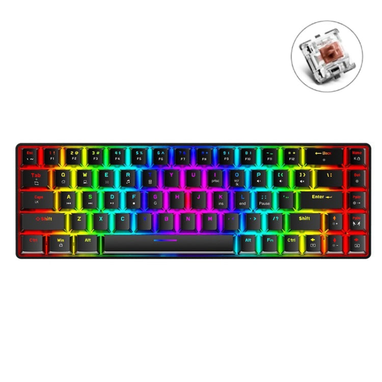 ZIYOU LANG T8 Tastiera meccanica da gioco luminosa RGB a 68 tasti, lunghezza cavo: 1,6 m, T8 Black Green Shaft, T8 Black Tea Shaft, T8 White Green Shaft, T8 White Red Shaft, T8 Blue Green Shaft, T8 Pink Green Shaft, T8 Purple Green Shaft