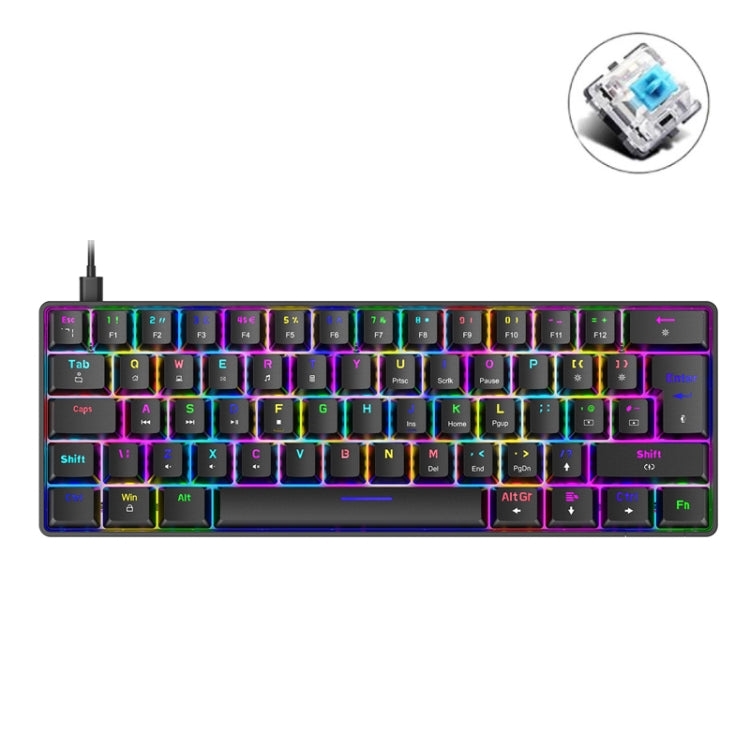 ZIYOU LANG T60 Tastiera cablata meccanica luminosa RGB a 62 tasti, lunghezza cavo: 1,5 m, T60 Black Green Shaft, T60 Black Tea Shaft, T60 White Green Shaft, T60 White Red Shaft, T60 Blue Green Shaft, T60 Blue Red Shaft