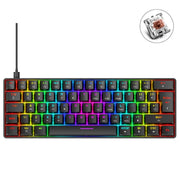 ZIYOU LANG T60 Tastiera cablata meccanica luminosa RGB a 62 tasti, lunghezza cavo: 1,5 m, T60 Black Green Shaft, T60 Black Tea Shaft, T60 White Green Shaft, T60 White Red Shaft, T60 Blue Green Shaft, T60 Blue Red Shaft