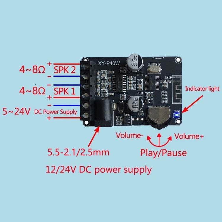 Amplificatore stereo Bluetooth 30W/40W 12V-24V