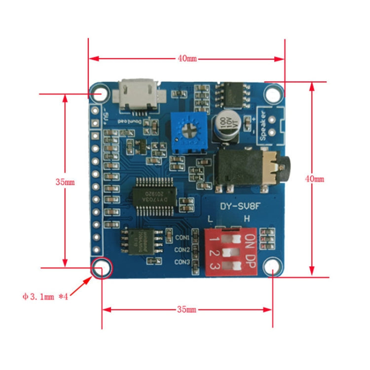 Modulo trasmissione vocale MP3 con memoria 8M e controllo seriale