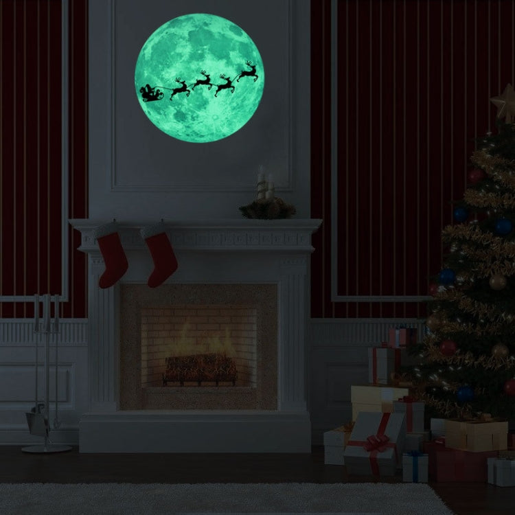 30cm Luminous Moon Wall Sticker Murale fluorescente, Elk Sled, Swing Under The Tree, Airplane, Moon Castle, Tree Branches