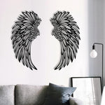 Decorazione da appendere alla parete con ali d'angelo in metallo nero inciso su entrambi i lati senza luci, 1pair 30cm Without Lights, 1pair 35cm Without Lights, 1pair 45cm Without Lights