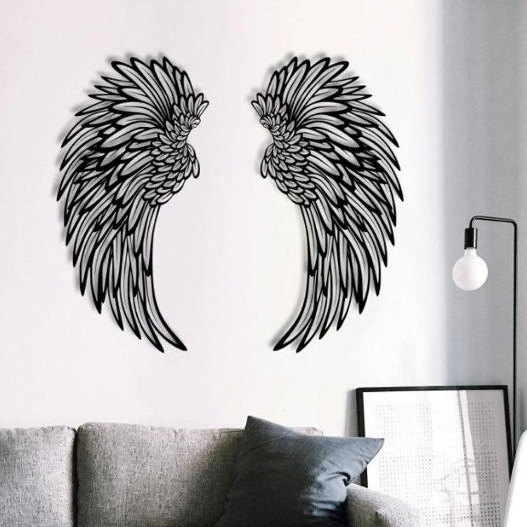 Decorazione da appendere alla parete con ali d'angelo in metallo nero inciso su entrambi i lati senza luci, 1pair 30cm Without Lights, 1pair 35cm Without Lights, 1pair 45cm Without Lights