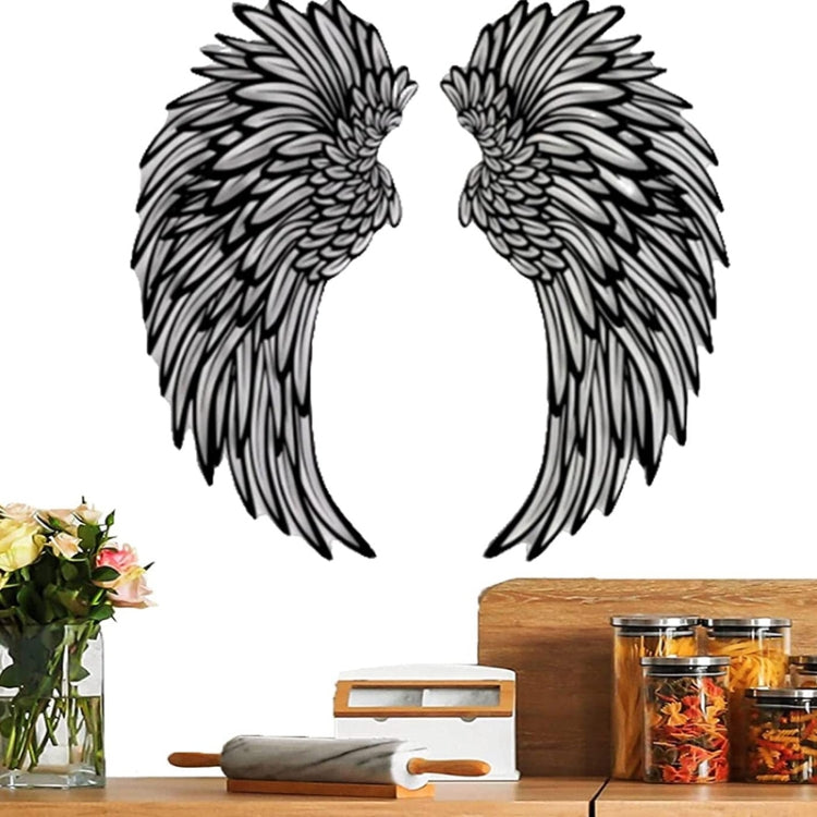 Decorazione da appendere alla parete con ali d'angelo in metallo nero inciso su entrambi i lati senza luci, 1pair 30cm Without Lights, 1pair 35cm Without Lights, 1pair 45cm Without Lights