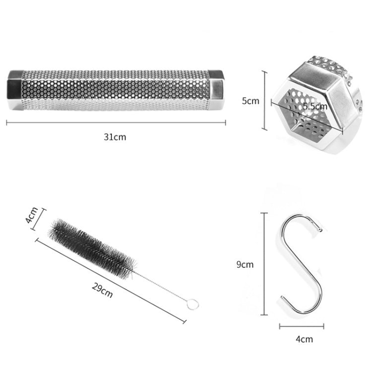 Scatola per barbecue a tubo affumicato in acciaio inossidabile 304 da 12 pollici Scatola per fumo freddo all'aperto, stile:, Only Tube, Tube + Brush + Hook