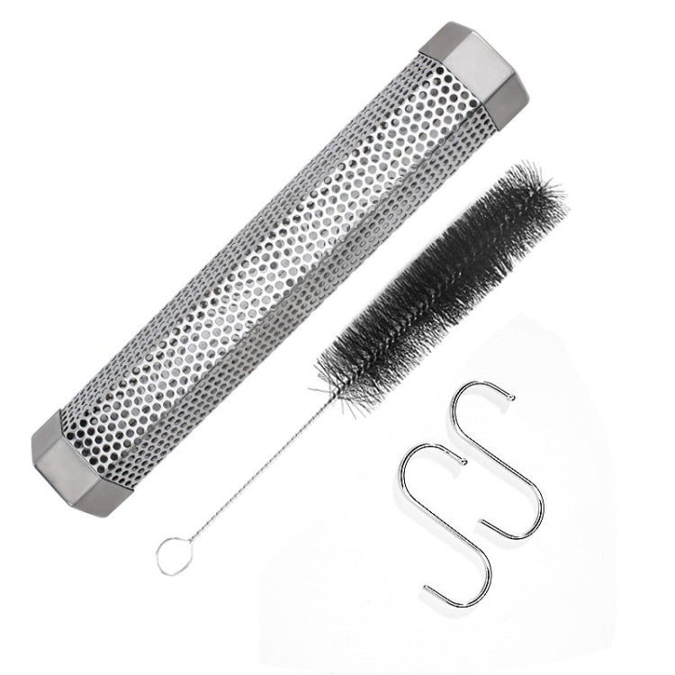 Scatola per barbecue a tubo affumicato in acciaio inossidabile 304 da 12 pollici Scatola per fumo freddo all'aperto, stile:, Only Tube, Tube + Brush + Hook