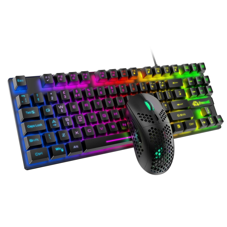 ZIYOU LANG T2 Set di tastiera e mouse luminosi meccanici da gioco a 88 tasti, lunghezza cavo: 1,6 m, T2 Black, T2 White, T2 Blue