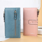 Baellerry - Portafoglio multi-carte lungo da donna con chiusura a zip, fibbia e grande capacità, Baellerry Red, Baellerry Black, Baellerry Brown, Baellerry Dark Green, Baellerry let(Pink, Baellerry Sky Blue