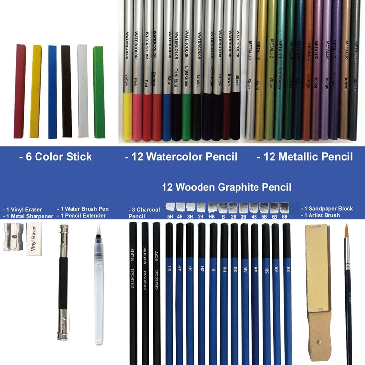 51 pezzi / set Set di matite per schizzi YOVER Kit di pittura per arte al piombo a colori solubili in acqua, YW-PMN051-01