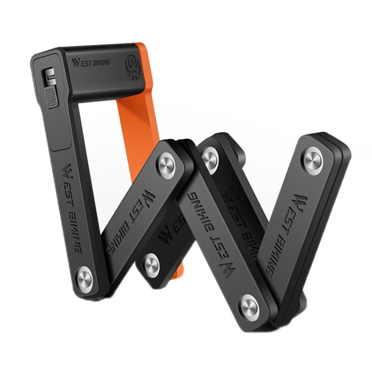 WEST BIKING Lucchetto a catena pieghevole leggero antifurto per bicicletta, WEST BIKING Lock(Black Orange)