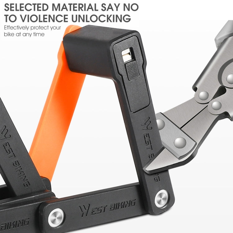 WEST BIKING Lucchetto a catena pieghevole leggero antifurto per bicicletta, WEST BIKING Lock(Black Orange)