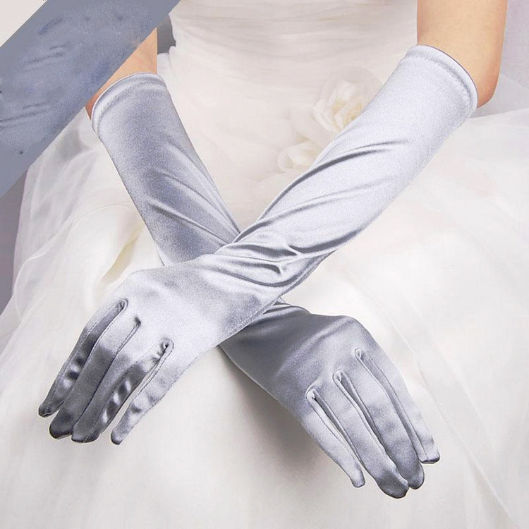 Guanti da sposa Guanti da sposa lunghi in raso da viaggio vintage con protezione solare