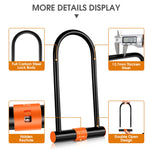 WEST BIKING U-Lock antifurto anti-taglio per bicicletta in acciaio al carbonio, Only Lock, Lock+Cable
