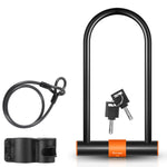 WEST BIKING U-Lock antifurto anti-taglio per bicicletta in acciaio al carbonio, Only Lock, Lock+Cable