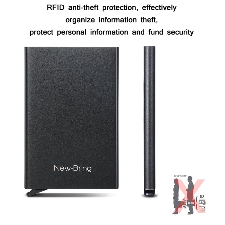 NEWBRING Portafoglio in metallo Porta carte anti-smagnetizzazione automatico pop-up, Blue, Black, Rose Red, Grey, Black With Back Stickers, Gray With Back Stickers