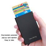 NEWBRING Portafoglio in metallo Porta carte anti-smagnetizzazione automatico pop-up, Blue, Black, Rose Red, Grey, Black With Back Stickers, Gray With Back Stickers