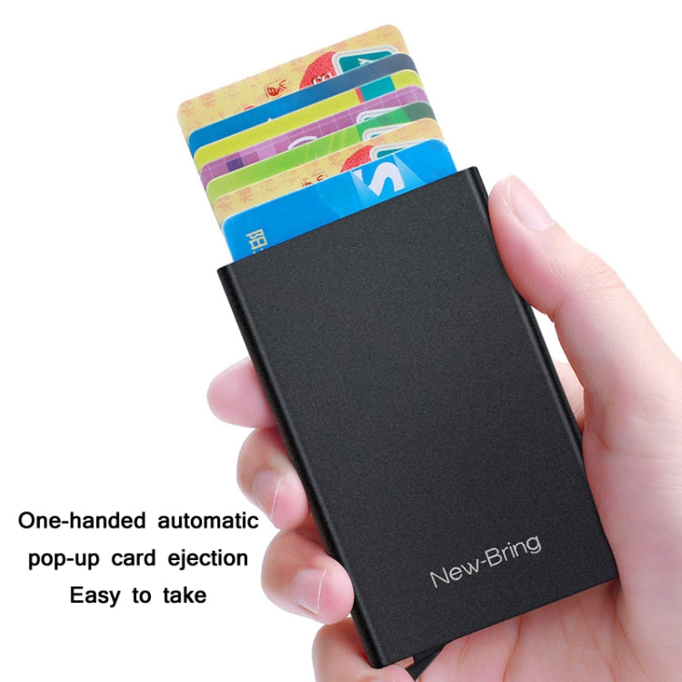 NEWBRING Portafoglio in metallo Porta carte anti-smagnetizzazione automatico pop-up, Blue, Black, Rose Red, Grey, Black With Back Stickers, Gray With Back Stickers