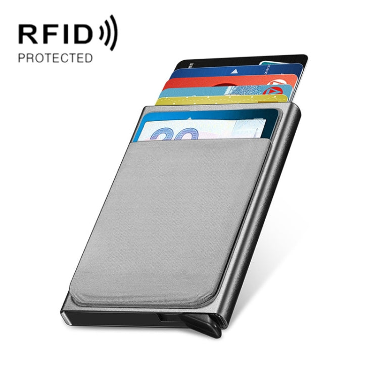 NEWBRING Portafoglio in metallo Porta carte anti-smagnetizzazione automatico pop-up, Blue, Black, Rose Red, Grey, Black With Back Stickers, Gray With Back Stickers