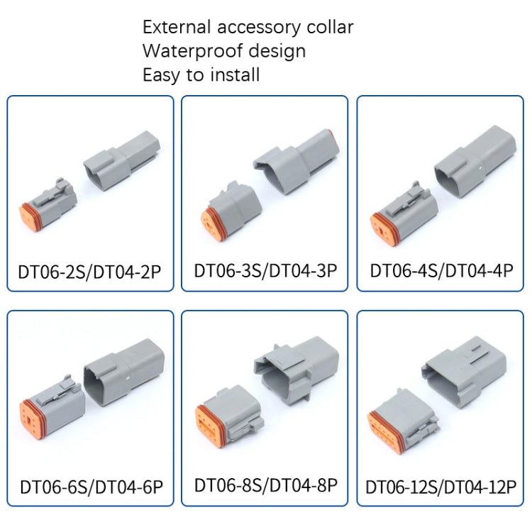 Terminale di collegamento conduttivo connettore impermeabile per auto, 4 PCS DT04-2P / DT06-2S With Copper, 4 PCS DT04-3P / DT06-3S With Copper, 2 PCS DT04-4P / DT06-4S With Copper, 2 PCS DT04-6P / DT06-6S With Copper, 2 PCS DT04-8P / DT06-8S With Copp...